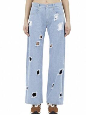Rejina Pyo Distressed / Holes Wide Leg Mia Jeans - 6 🇰🇷